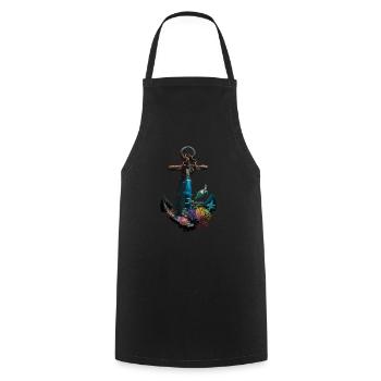 Conception d’ancre maritime avec des créatures marines et - Tablier de cuisine - noir - Devant - AI Model Male 185 dark (185cm)