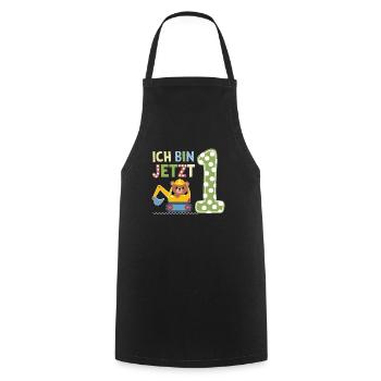 Je suis maintenant 1 Bagger Bear 1er anniversaire - Tablier de cuisine - noir - Devant - AI Model Male 185 dark (185cm)