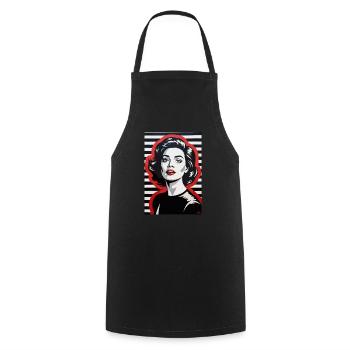 Stylish Retro Portrait with Striped Pattern - Cooking Apron - black - Front - AI Model Male 185 dark (185cm)