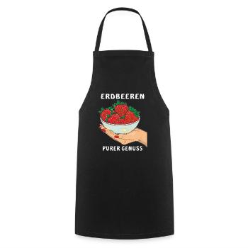 STRAWBERRIES HAND PURE ENJOYMENT - Cooking Apron - black - Front - AI Model Male 185 dark (185cm)