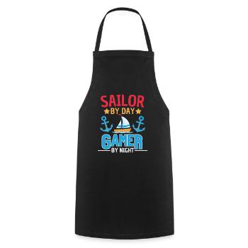 Sailing meets gaming design - Cooking Apron - black - Front - AI Model Male 185 dark (185cm)