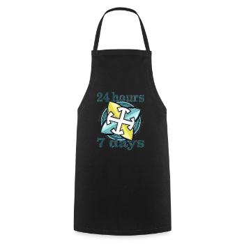 24 heures sur 24, 7 jours sur 7 - Tablier de cuisine - noir - Devant - AI Model Male 185 dark (185cm)