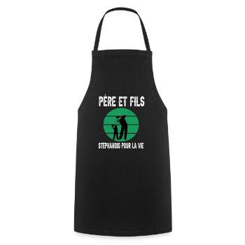 père et fils papa dab saint étienne supporter - Tablier de cuisine - noir - Devant - AI Model Male 185 dark (185cm)