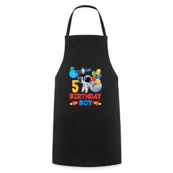 Astronaut Birthday Boy 5 Years - Cooking Apron - black - Front - AI Model Male 185 dark (185cm)