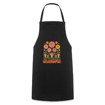 Cheerful flowers and mushrooms for grandma - Cooking Apron - black - Front - AI Model Male 185 dark (185cm)
