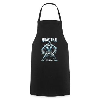 Boxe Muay Thai - Tablier de cuisine - noir - Devant - AI Model Male 185 dark (185cm)