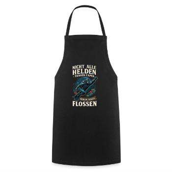 Not all heroes wear capes, fins, divers - Cooking Apron - black - Front - AI Model Male 185 dark (185cm)