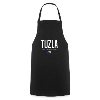 Tuzla, Bosnia and Herzegovina - Cooking Apron - black - Front - AI Model Male 185 dark (185cm)