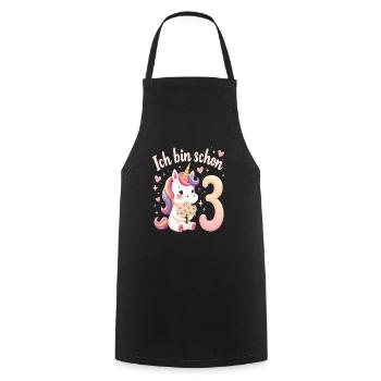 Licorne mignonne 3ème anniversaire pour les filles - Tablier de cuisine - noir - Devant - AI Model Male 185 dark (185cm)