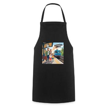 HOLIDAY WITH FAMILY, ADVENTURE AWAITS - Cooking Apron - black - Front - AI Model Male 185 dark (185cm)