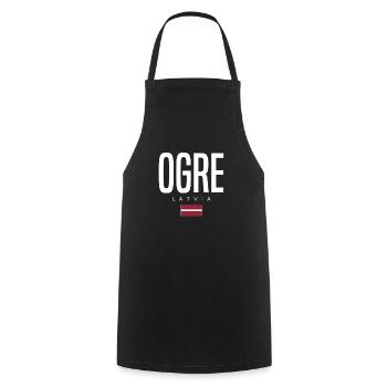 Ogre Lettland - Kochschürze - Schwarz - Vorne - AI Model Male 185 dark (185cm)