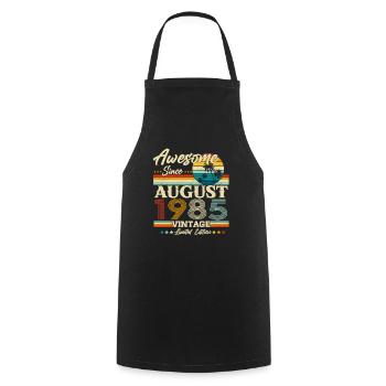 August 1985 Vintage Retro Birthday Vintage - Cooking Apron - black - Front - AI Model Male 185 dark (185cm)