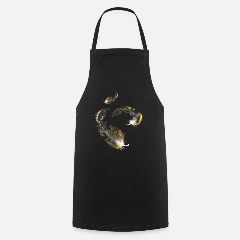 Plumes dorées - Tablier de cuisine - noir