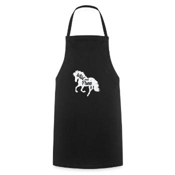 Horse "Wild and Free" - Cooking Apron - black - Front - AI Model Male 185 dark (185cm)