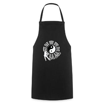 Qigong Yin et Yang - Tablier de cuisine - noir - Devant - AI Model Male 185 dark (185cm)