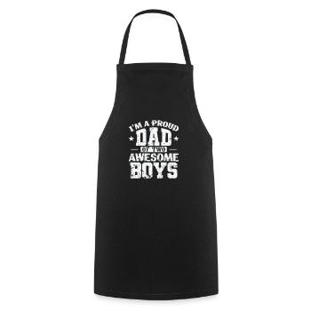 Papa I'm a proud Dad of 2 awesome Boys - Cooking Apron - black - Front - AI Model Male 185 dark (185cm)