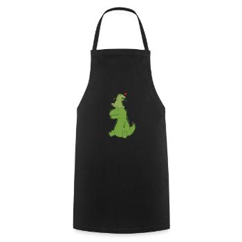 Dino Papa with small T-Rex dinosaur - Cooking Apron - black - Front - AI Model Male 185 dark (185cm)