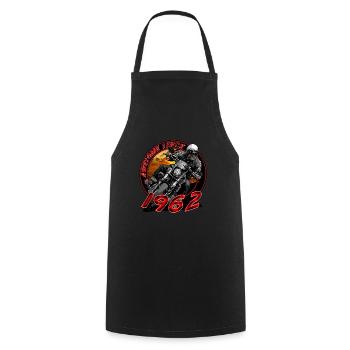 Génial depuis 1962, anniversaire du motard - Tablier de cuisine - noir - Devant - AI Model Male 185 dark (185cm)