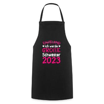 Ich Werde Große Schwester 2023 Schwangerschaft - Kochschürze - Schwarz - Vorne - AI Model Male 185 dark (185cm)