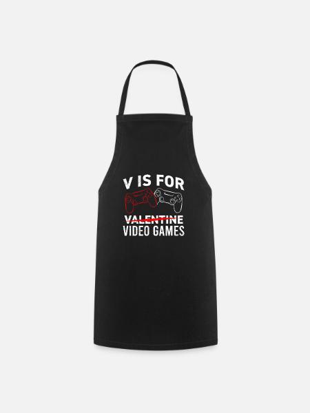 V steht für Video Games Valentinstag - Kochschürze - Schwarz
