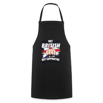 Pas britannique mais soutien Voyageur Anglais - Tablier de cuisine - noir - Devant - AI Model Male 185 dark (185cm)