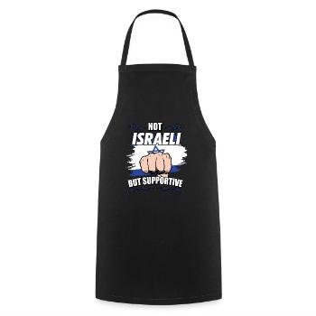 Not Israeli But Supportive Travel Tourist Israeli - Cooking Apron - black - Front - AI Model Male 185 dark (185cm)