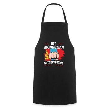 Pas mongol mais touriste de voyage de soutien - Tablier de cuisine - noir - Devant - AI Model Male 185 dark (185cm)