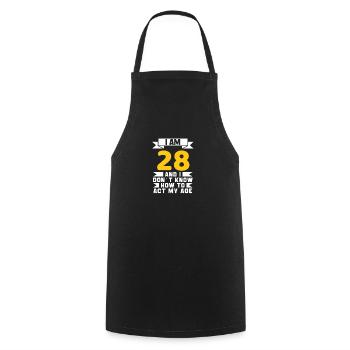 28 Jahre alt 28. lustiges Geburtstagsgeschenk - Kochschürze - Schwarz - Vorne - AI Model Male 185 dark (185cm)
