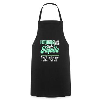 Les footballeurs sont comme Tequila Retro Funny Football - Tablier de cuisine - noir - Devant - AI Model Male 185 dark (185cm)