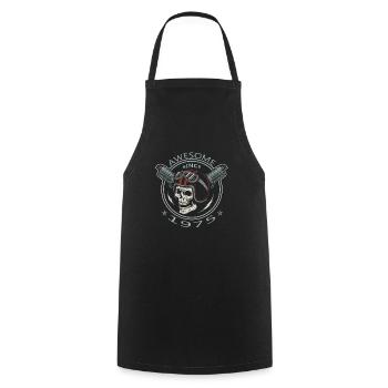 Awesome since 1975, Biker's Birthday - Cooking Apron - black - Front - AI Model Male 185 dark (185cm)