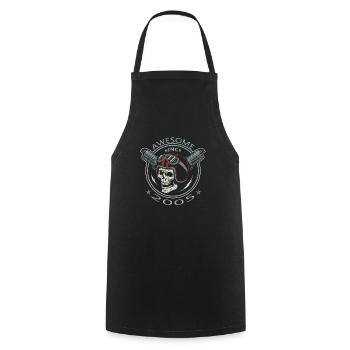 Awesome since 2005, Biker's Birthday - Cooking Apron - black - Front - AI Model Male 185 dark (185cm)