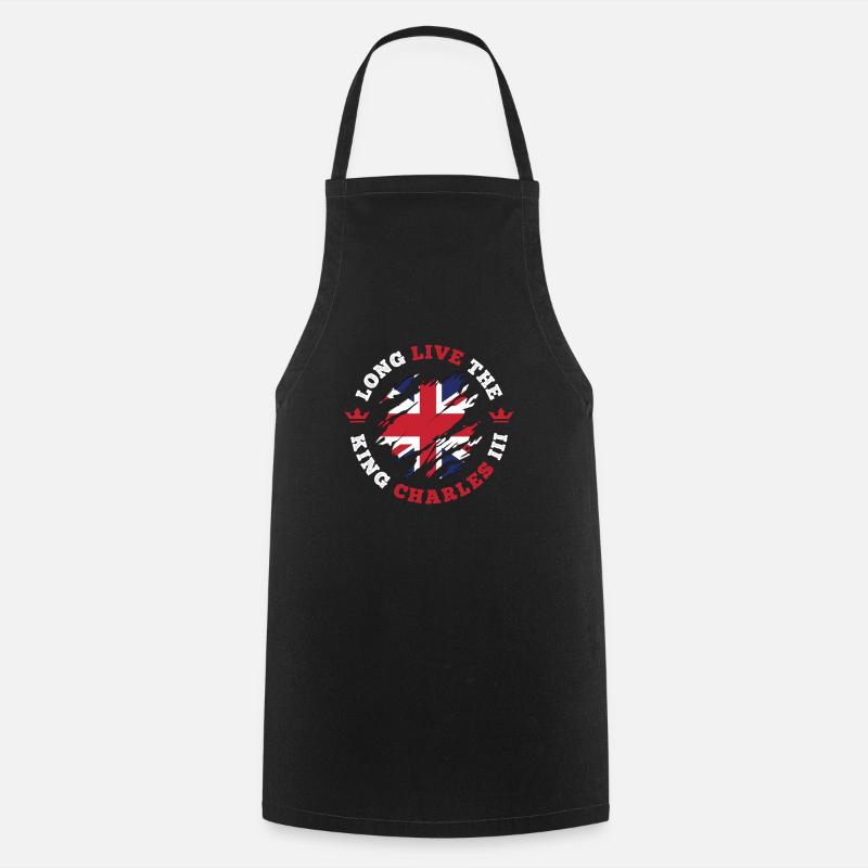 King Charles 3rd British Flag Coronation - Cooking Apron - black