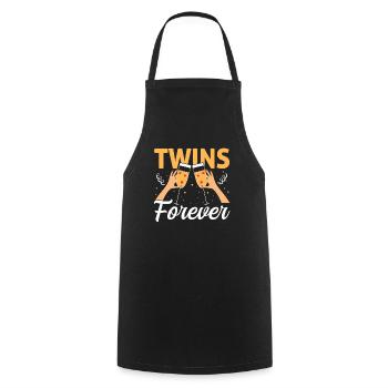 Twin siblings party with glass - Cooking Apron - black - Front - AI Model Male 185 dark (185cm)