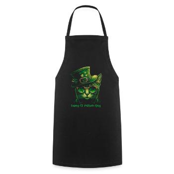 Happy St. Patrick's Day Green Irish Cat - Cooking Apron - black - Front - AI Model Male 185 dark (185cm)