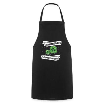 Coordonnatrice de Shenanigan’s de Merry St. Patrick’s - Tablier de cuisine - noir - Devant - AI Model Male 185 dark (185cm)