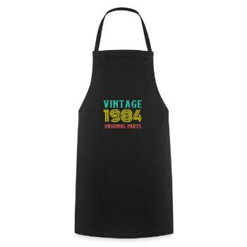 Year of Birth Vintage 1984 Original Parts Birthday - Cooking Apron - black - Front - AI Model Male 185 dark (185cm)
