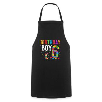 Blocs de construction enfant anniversaire 6 ans - Tablier de cuisine - noir - Devant - AI Model Male 185 dark (185cm)