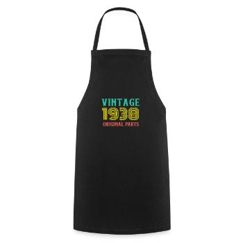 Year of Birth Vintage 1938 Original Parts Birthday - Cooking Apron - black - Front - AI Model Male 185 dark (185cm)