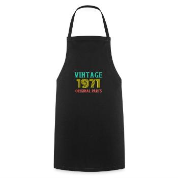 Year of Birth Vintage 1971 Original Parts Birthday - Cooking Apron - black - Front - AI Model Male 185 dark (185cm)