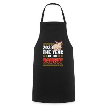 2023 The year of the rabbit Chinese Zodiac - Cooking Apron - black - Front - AI Model Male 185 dark (185cm)