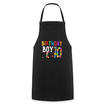 Blocs de construction enfant anniversaire 10 ans - Tablier de cuisine - noir - Devant - AI Model Male 185 dark (185cm)