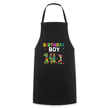 Birthday child building blocks 14 years old - Cooking Apron - black - Front - AI Model Male 185 dark (185cm)