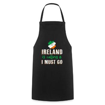 Ireland is calling - I have to go Ireland St Patrick's Day - Cooking Apron - black - Front - AI Model Male 185 dark (185cm)
