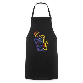 Abstract Saxophonist Jazz Musician - For Saxophone - Kochschürze - Schwarz - Vorne - AI Model Male 185 dark (185cm)