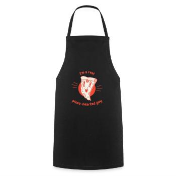 Je suis un vrai gars au cœur de pizza Pizza rétro drôle - Tablier de cuisine - noir - Devant - AI Model Male 185 dark (185cm)