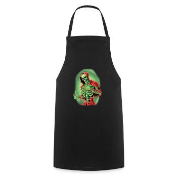 Gespenstisches grünes Skelett - Untoter Tod - Kochschürze - Schwarz - Vorne - AI Model Male 185 dark (185cm)