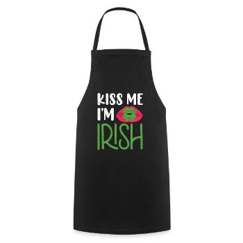 Embrasse-moi je suis irlandais Saint-Patrick - Tablier de cuisine - noir - Devant - AI Model Male 185 dark (185cm)