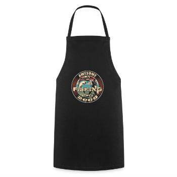 Awesome since 2009. Angel, Angler's Birthday - Cooking Apron - black - Front - AI Model Male 185 dark (185cm)