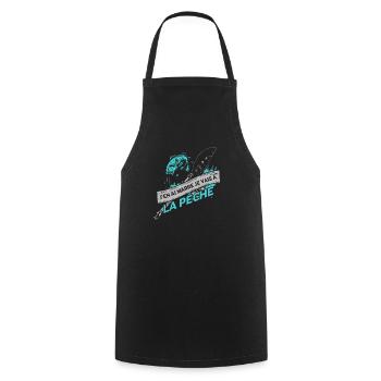 Je Vais À La Pêche - Tablier de cuisine - noir - Devant - AI Model Male 185 dark (185cm)