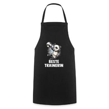 Volleyball Trainerin Panda - Volleyball Coach - Kochschürze - Schwarz - Vorne - AI Model Male 185 dark (185cm)